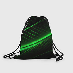 Рюкзак-мешок Зеленые полосы на черном фоне, цвет: 3D-принт
