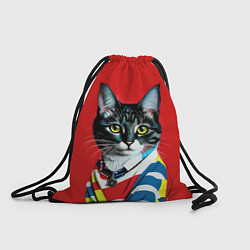 Рюкзак-мешок Милая кисуля в модном полувере - поп-арт, цвет: 3D-принт