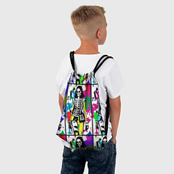 Рюкзак-мешок Разноцветные скелеты девушки - поп-арт - мода, цвет: 3D-принт — фото 2