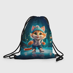 Рюкзак-мешок Мультяшный котенок на коньках, цвет: 3D-принт