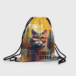 Рюкзак-мешок Кот в городе - street style, цвет: 3D-принт