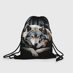Рюкзак-мешок Волки - молодая семья, цвет: 3D-принт