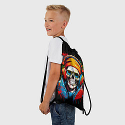 Рюкзак-мешок Яркий красочный череп в бандане и очках, цвет: 3D-принт — фото 2