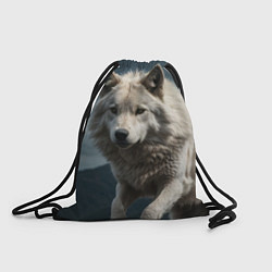 Рюкзак-мешок Белый волк вожак стаи, цвет: 3D-принт