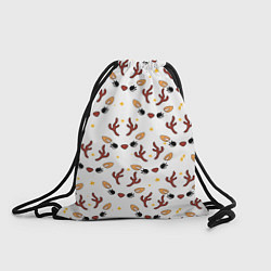 Рюкзак-мешок Оленьи мордочки новогодний узор, цвет: 3D-принт
