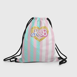 Рюкзак-мешок Кен плюс Барби: сплит розовых и голубых полосок, цвет: 3D-принт