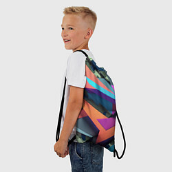 Рюкзак-мешок Камуфляж и цветная геометрия - нейросеть, цвет: 3D-принт — фото 2