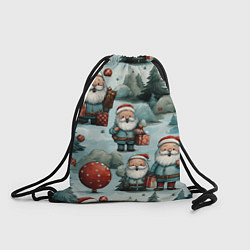 Рюкзак-мешок Рождественский узор с Санта Клаусами, цвет: 3D-принт
