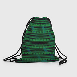 Рюкзак-мешок Геометрические треугольники тёмно-зелёный, цвет: 3D-принт