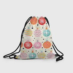 Рюкзак-мешок Разноцветные новогодние шары, цвет: 3D-принт
