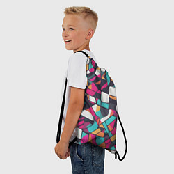Рюкзак-мешок Разноцветные ретро фигуры, цвет: 3D-принт — фото 2