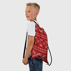 Рюкзак-мешок Красный вязаный узор свитера, цвет: 3D-принт — фото 2