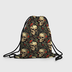 Рюкзак-мешок Череп рябина шишки и хвойные ветки, цвет: 3D-принт