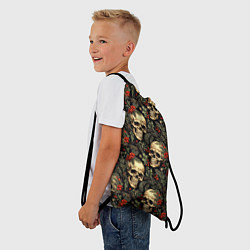 Рюкзак-мешок Череп рябина шишки и хвойные ветки, цвет: 3D-принт — фото 2