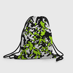 Рюкзак-мешок Абстракция чёрно-зелёная, цвет: 3D-принт