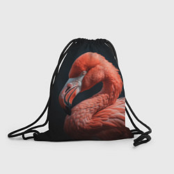 Рюкзак-мешок Розовый фламинго на черном фоне, цвет: 3D-принт