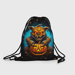 Рюкзак-мешок Halloween - страшный медведь с тыквой, цвет: 3D-принт