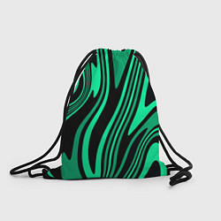 Рюкзак-мешок Абстракция изогнутые линии чёрно-зелёный, цвет: 3D-принт