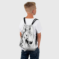Рюкзак-мешок Лошадь белая на ветру, цвет: 3D-принт — фото 2