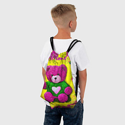 Рюкзак-мешок Розовый мишка в вязаном свитере, цвет: 3D-принт — фото 2