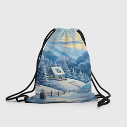 Рюкзак-мешок Зима в деревне, цвет: 3D-принт