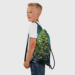 Рюкзак-мешок Новогодняя зеленая елка, цвет: 3D-принт — фото 2