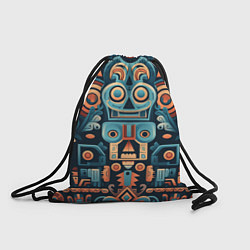 Рюкзак-мешок Симметричный абстрактный паттерн в ацтекском стиле, цвет: 3D-принт
