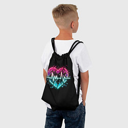 Рюкзак-мешок Разбитое сердце с линией пульса со свечением, цвет: 3D-принт — фото 2