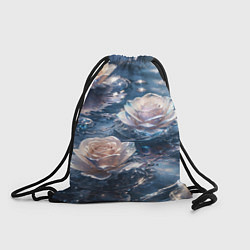 Рюкзак-мешок Белые розы на воде, цвет: 3D-принт