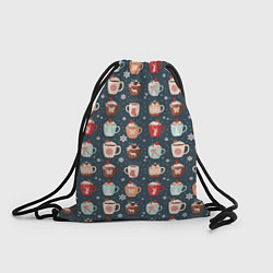 Рюкзак-мешок Кружки какао - зимний новогодний паттерн, цвет: 3D-принт