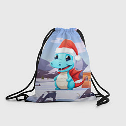 Рюкзак-мешок Новогодний дракон в красной шапке, цвет: 3D-принт