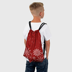 Рюкзак-мешок Текстура снежинок на красном фоне, цвет: 3D-принт — фото 2