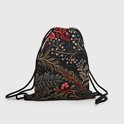 Рюкзак-мешок Заснеженные тропы новогодний орнамент, цвет: 3D-принт