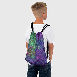 Рюкзак-мешок Вьющийся узор фиолетовый и зелёный, цвет: 3D-принт — фото 2