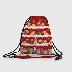 Рюкзак-мешок Капибара с семьей на Новый год, цвет: 3D-принт