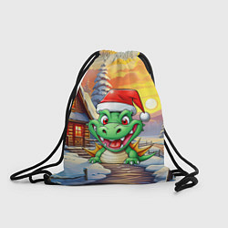 Рюкзак-мешок Милый зеленый дракончик 2024 год, цвет: 3D-принт