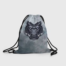 Мешок для обуви Стальной дикий кабан на сером фоне