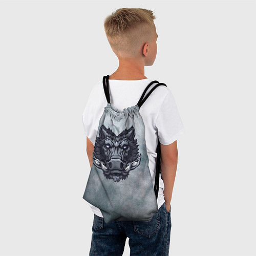 Мешок для обуви Стальной дикий кабан на сером фоне / 3D-принт – фото 4