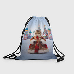 Рюкзак-мешок Новогодняя кошечка в пальто, цвет: 3D-принт