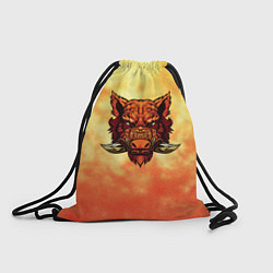Рюкзак-мешок Огненный дикий кабан на фоне пламени, цвет: 3D-принт