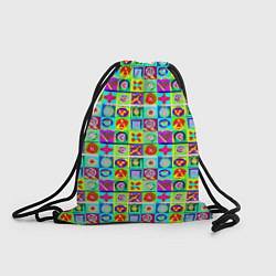 Рюкзак-мешок Сердца и квадраты абстракция, цвет: 3D-принт