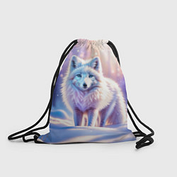 Рюкзак-мешок Заснеженный зимний пейзаж с песцом, цвет: 3D-принт