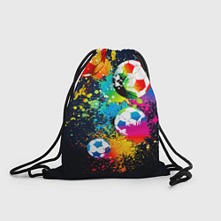 Рюкзак-мешок Разноцветные футбольные мячи, цвет: 3D-принт