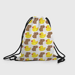 Рюкзак-мешок Капибара с желтой уткой, цвет: 3D-принт