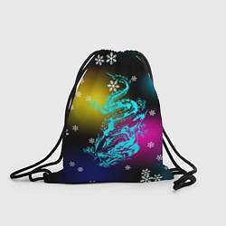 Рюкзак-мешок Праздничный дракон и снежинки, цвет: 3D-принт