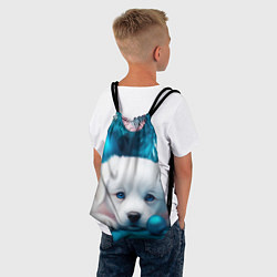 Рюкзак-мешок Белый щенок с розовыми и голубыми шариками, цвет: 3D-принт — фото 2