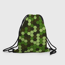 Рюкзак-мешок Камуфляж гексагон лесной, цвет: 3D-принт