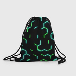 Рюкзак-мешок Зеленые неоновые неполные гексагоны, цвет: 3D-принт