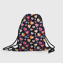 Рюкзак-мешок Паттерн с сердечками на Валентинов день, цвет: 3D-принт