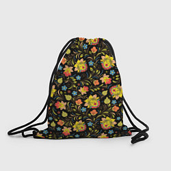 Рюкзак-мешок Хохломская роспись разноцветные цветы, цвет: 3D-принт